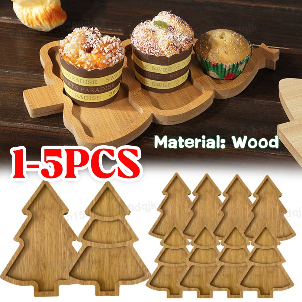 Wooden Christmas Tree Plate Tr - Food Snacks Restaurant ulasan dan harga