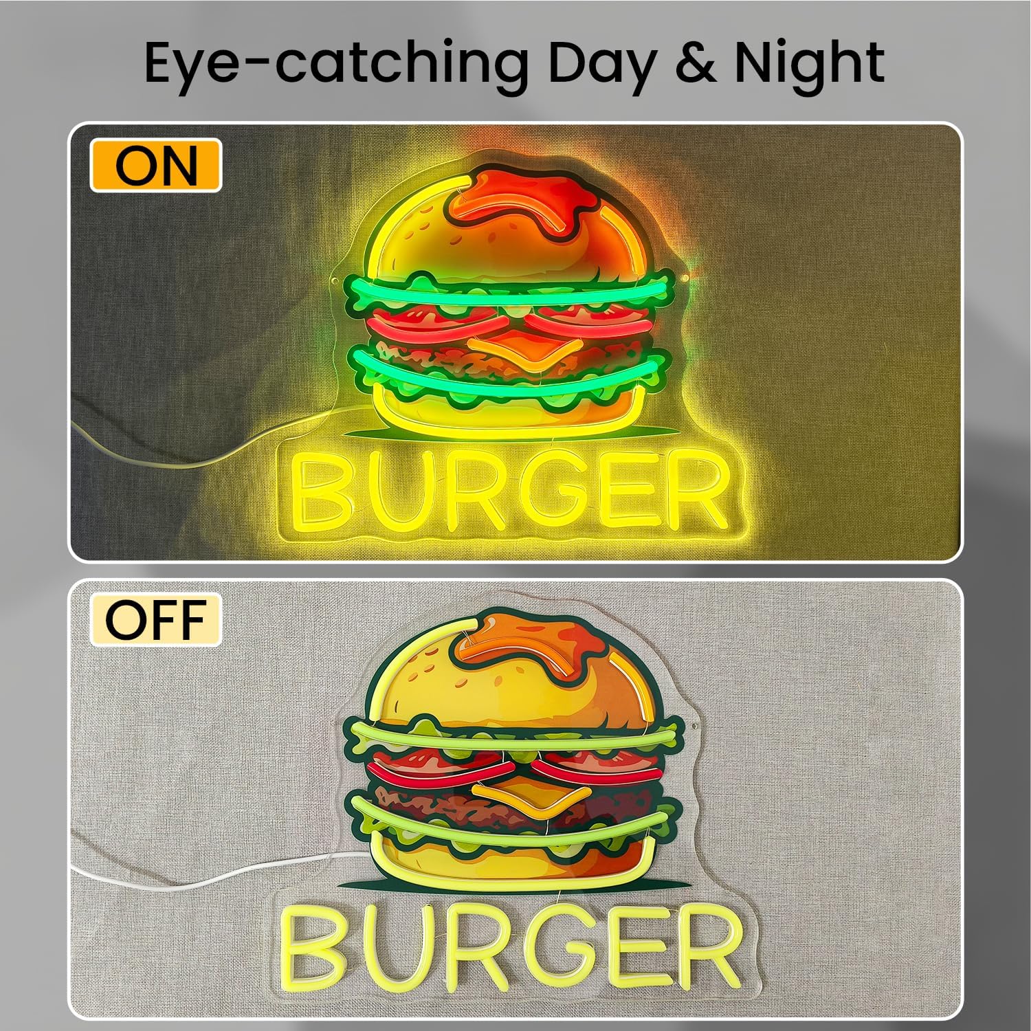 Burger Neon Sign, LED Hamburge - Food Snacks Restaurant ulasan dan harga