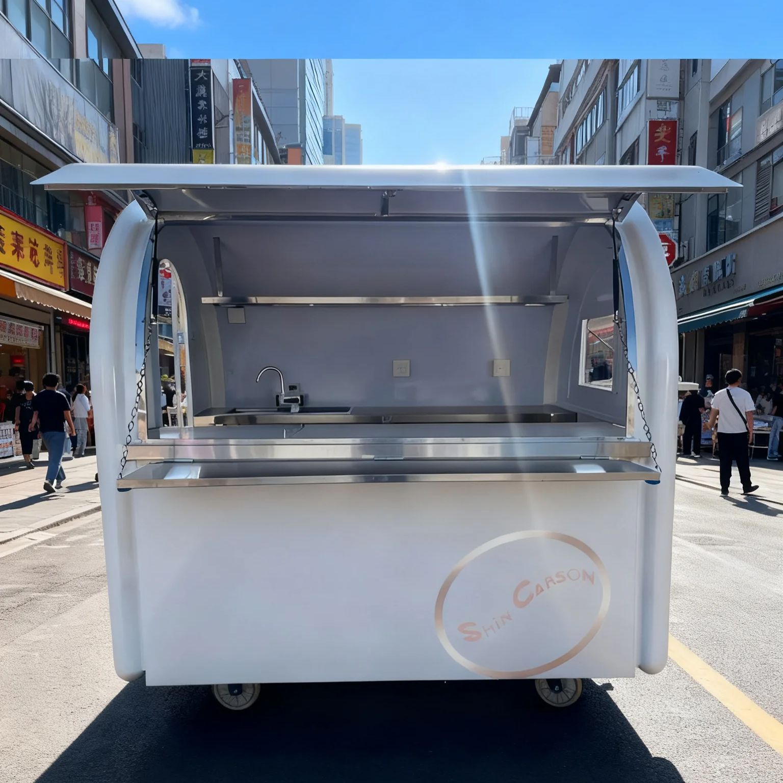 Outdoor Food Trailer round Mob - Food Snacks Business ulasan dan harga