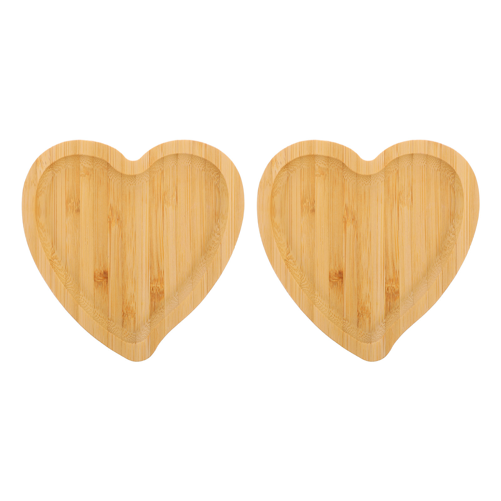 2Pcs Bamboo Wooden Heart Shape - Food Snacks Restaurant ulasan dan harga